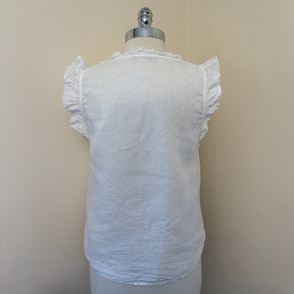 Outerknown White Linen Sleeveless Ruffle Tank S - Picture 3 of 7